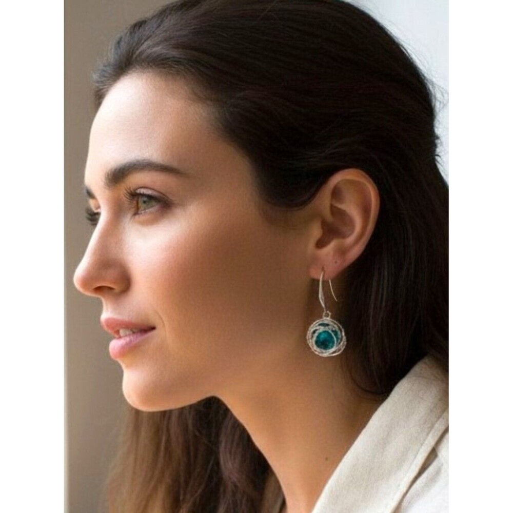 Origin‎ Silver Tone Teal Resin Drop Earrings - Women's Jewelry